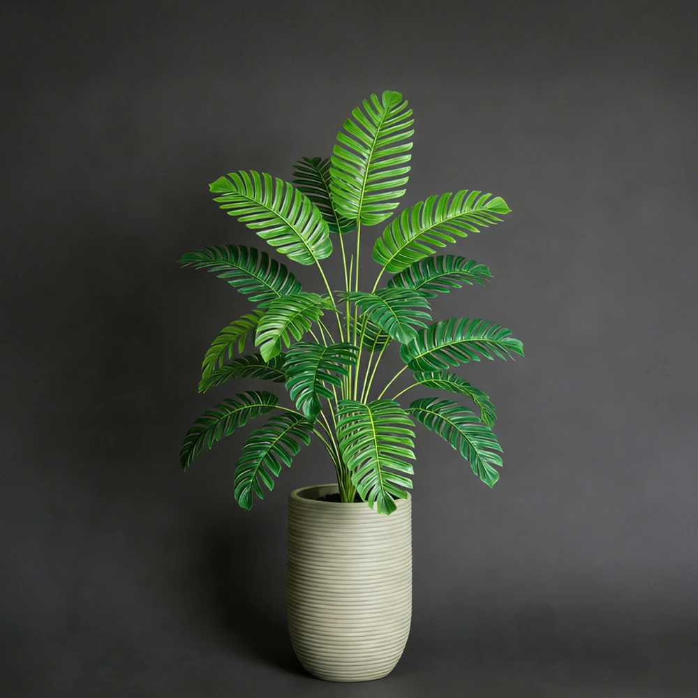 65cm 18 Blätter Künstliche Palme, Künstlicher Monstera-Baum, Plastik-Bananenblätter, Tropischer Maranta-Baumzweig für Haus- und Gartendekoration – Detail 4