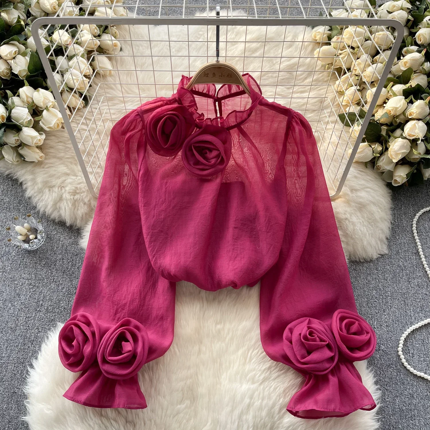 Ruffle Chiffon Blouse Summer Women Lantern Sleeve Fashion Slim Loose Vacation Ladies Y2K Casual Chic Tops