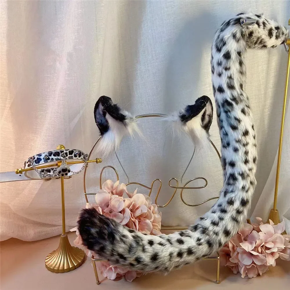 

Snow Leopard Tiger Ears Hairhoop Tail Necklace Earrings Cosplay Carnaval Lolita Acessories Hair Hoop Headwear cosplay prop