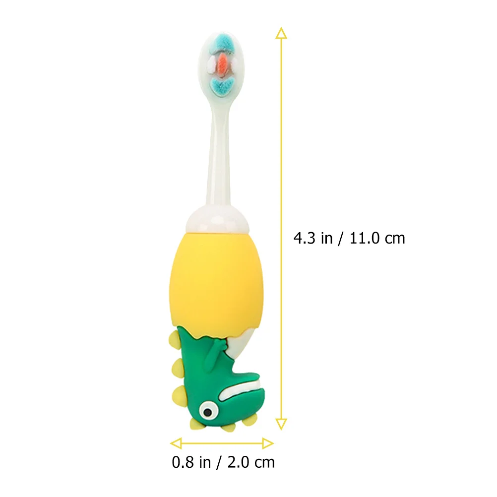 

Kids Toothbrush Cartoon Dinosaur Silicone Bristles Baby Oral Care Tongue Gum Cleaner Stain Removal Portable Training Brush For