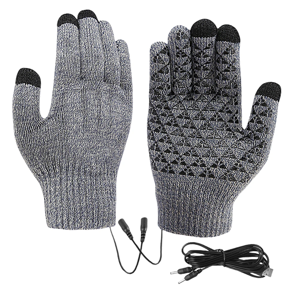 USB-Heizhandschuhe, Touchscreen, Winter-Snowboard-Handschuhe, gestrickte Handschuhe, Handwärmer für Rucksackreisen, Bergsteigen, Reiten, Camping
