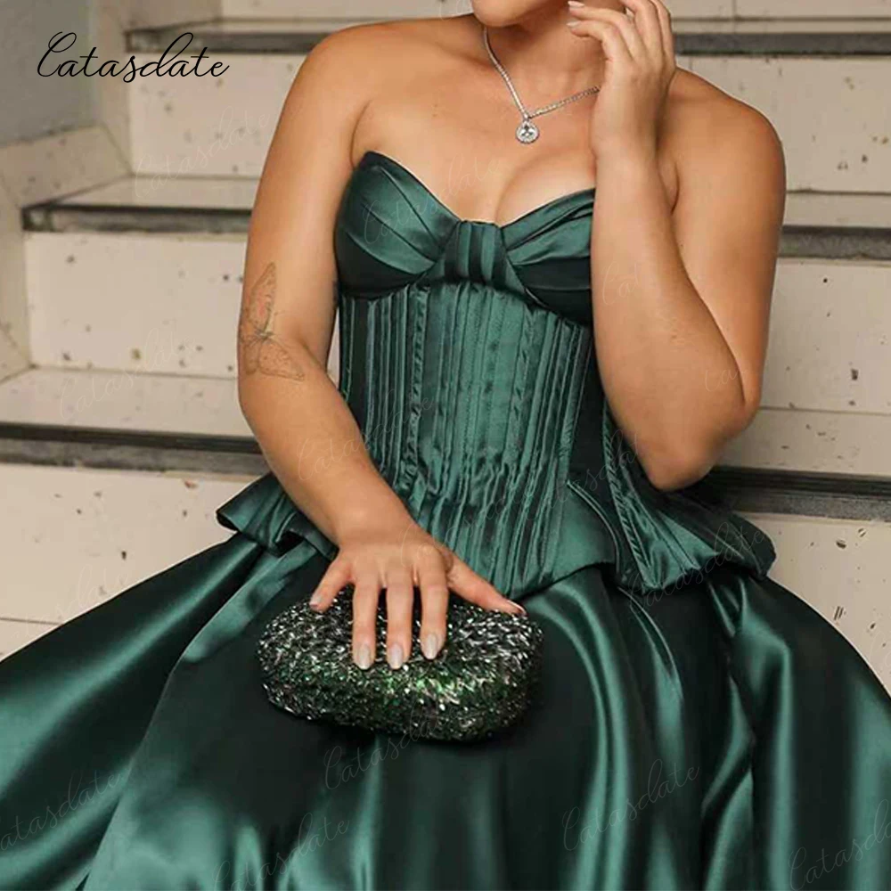 فستان سهرة رسمي من Catasdate A Line فستان حفلات من الساتان مطوي فيستدوس دي فييستا للنساء فيستدوس دي فييستا مخصص