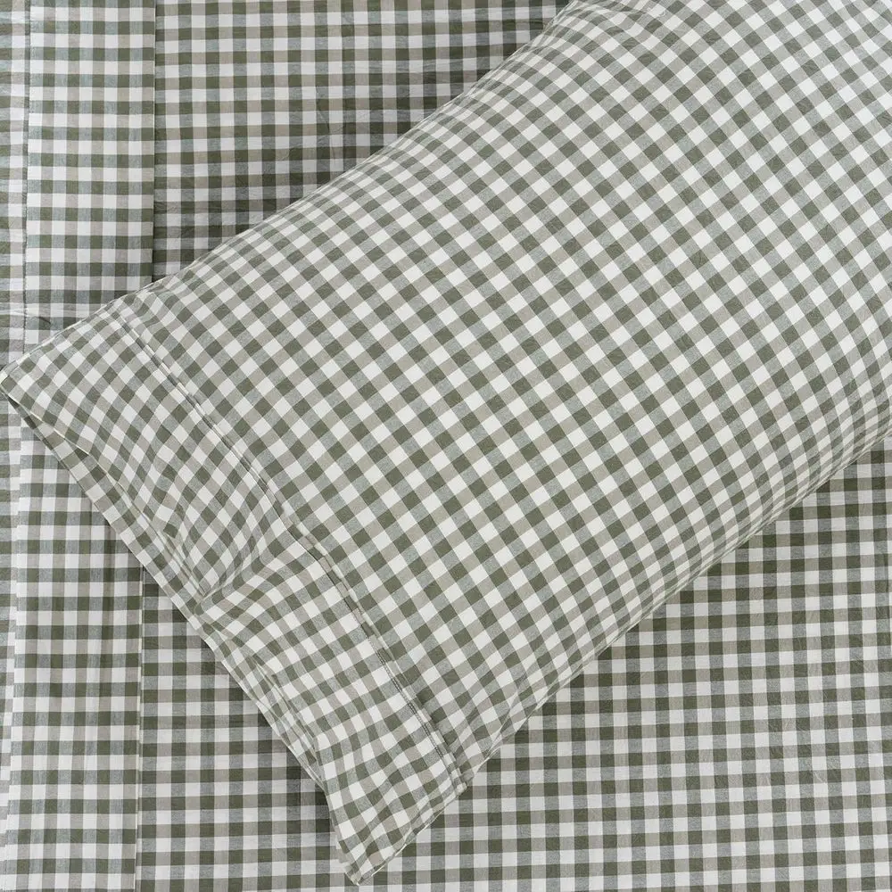 طقم ملاءات قطنية بحجم كوين - 4 قطع باللون الأخضر المتقلب، جيب عميق، ملاءات ناعمة ومتينة مع كيس وسادتين