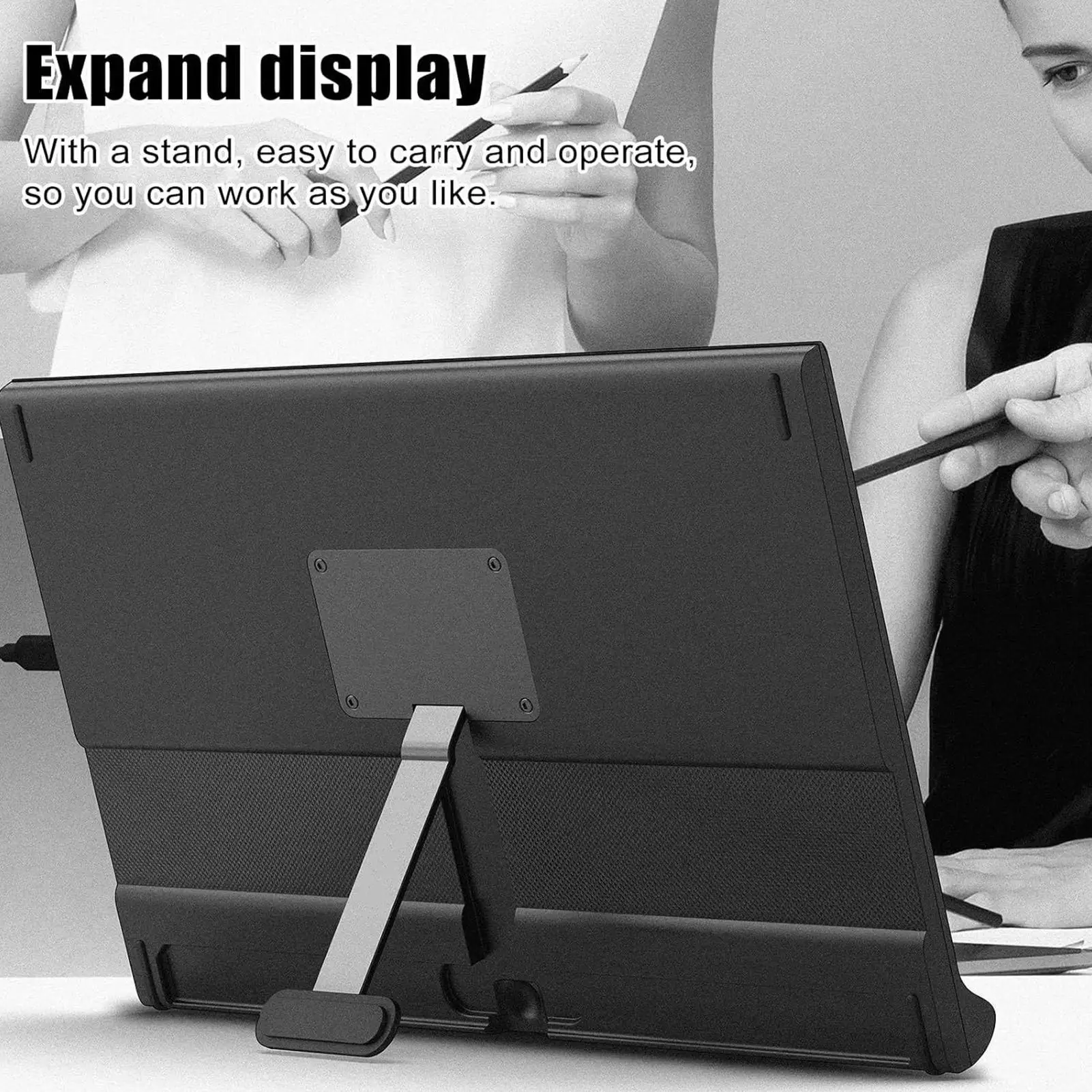 Monitor portatile Dispositivo di visualizzazione a colori reali Monitor da viaggio sottile da 15,6 pollici per laptop PC Tablet Uffici Home Media Indoor