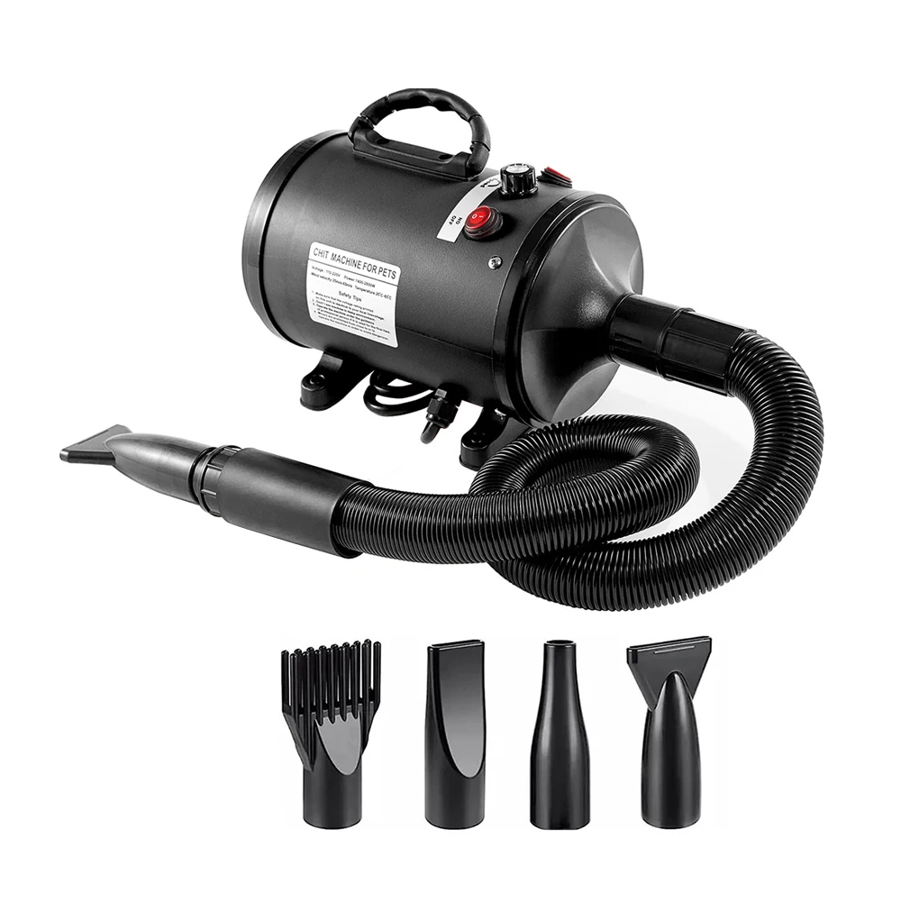 Podofo 2800W 5.2HP Suszarka do sierści psów, dmuchawa do pielęgnacji z ciepłym powietrzem, cicha, szybkie suszenie, bezstopniowa regulacja prędkości, urządzenie do suszenia sierści psów, produkty dla — 2