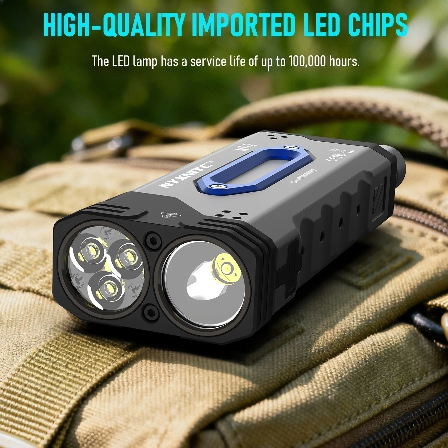 Compactyet Powerful LED Flashlights 4600LMS Dual-Source LED Lamp with Magnetic Rechargeable Base Smash Windows Breaker   ﻿