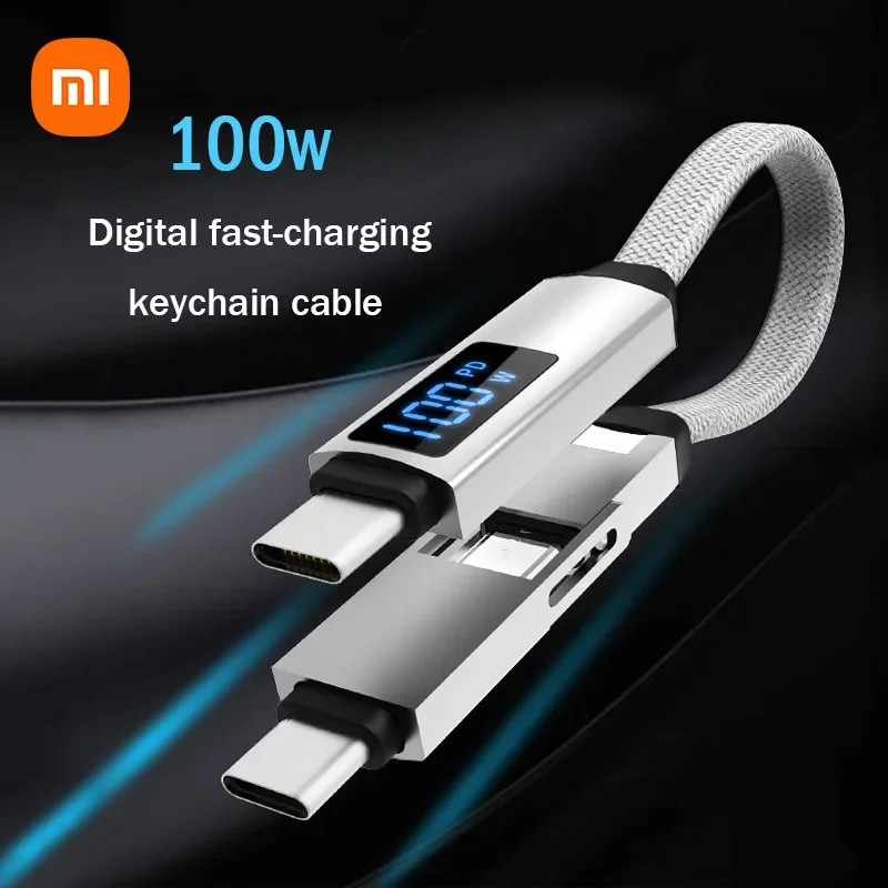 Xiaomi Youpin Digital Display 100W Data Cable Keychain USB Type-C Fast Charging Data Cable For Huawei MacBook Short Cord Wire