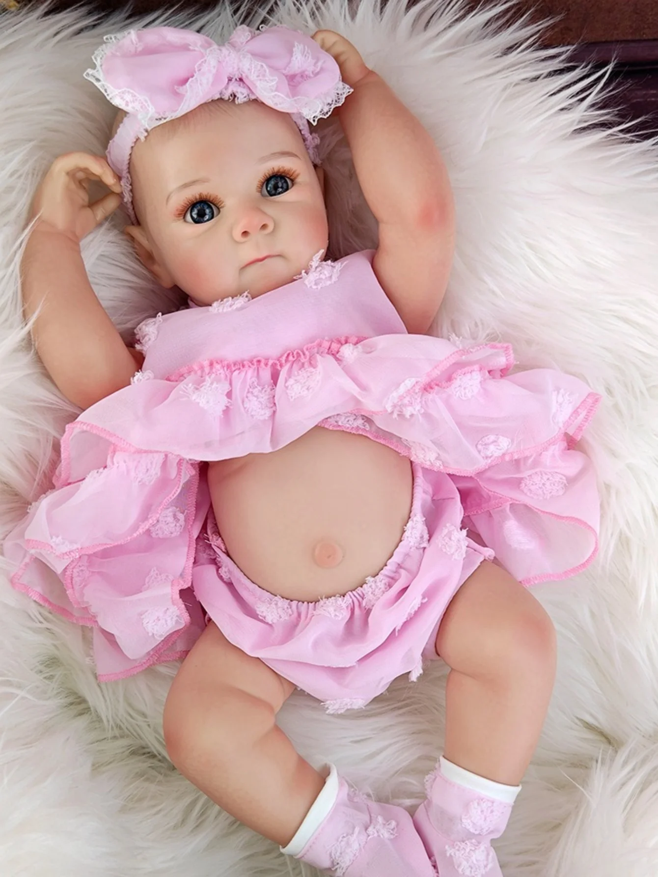 18inch Bettie Full Soft Vinyl Simulation Doll Pink Dress Girl Dress Up Game Reborn Dolls Toy Birthday Gift