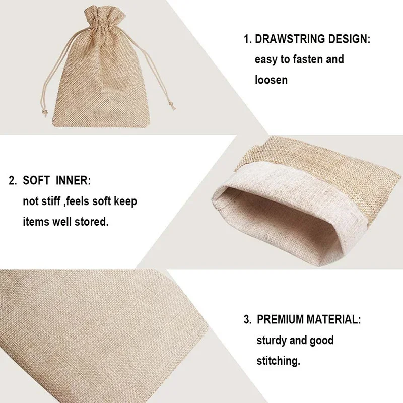 5/10Pcs Burlap Gift Bags with Drawstring Jute Bags Linen Sacks Storage Bags Burlap Bag for Wedding Favors Party Jewelry Pouches