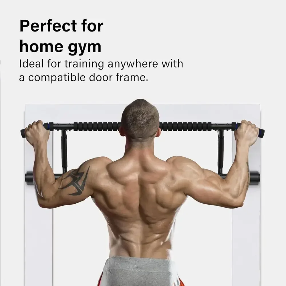 Adjustable Doorway Pull-Up Bar with Padded Grips, 70-92cm Width, 12-21cm Depth, No Drilling Required for Home Gym Use