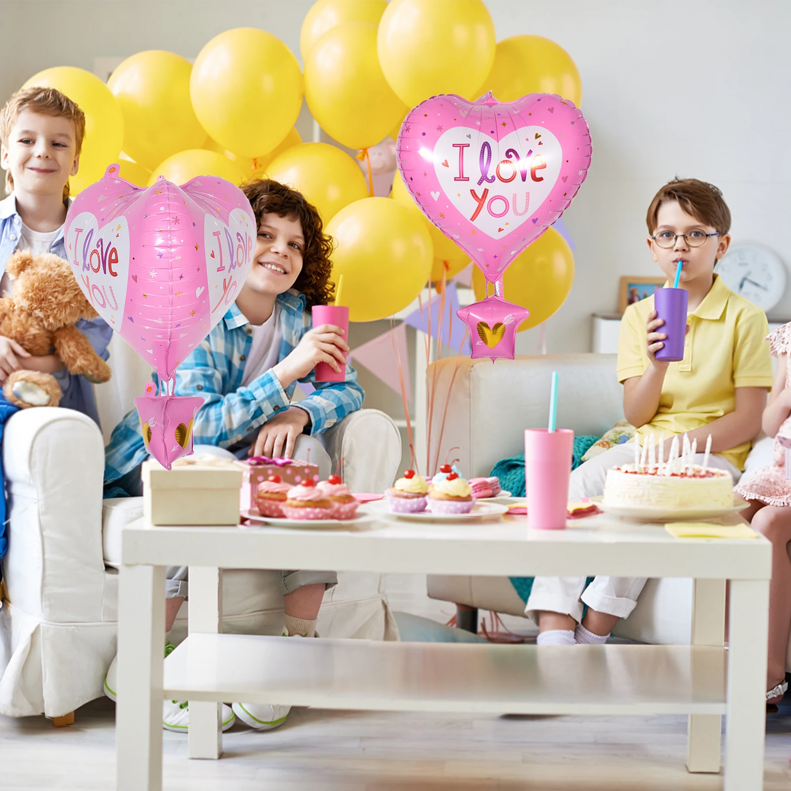 

10pcs Hot Air Balloon Decoration Foil Balloons Valentine Birthday Party Pink Heart Shape Event