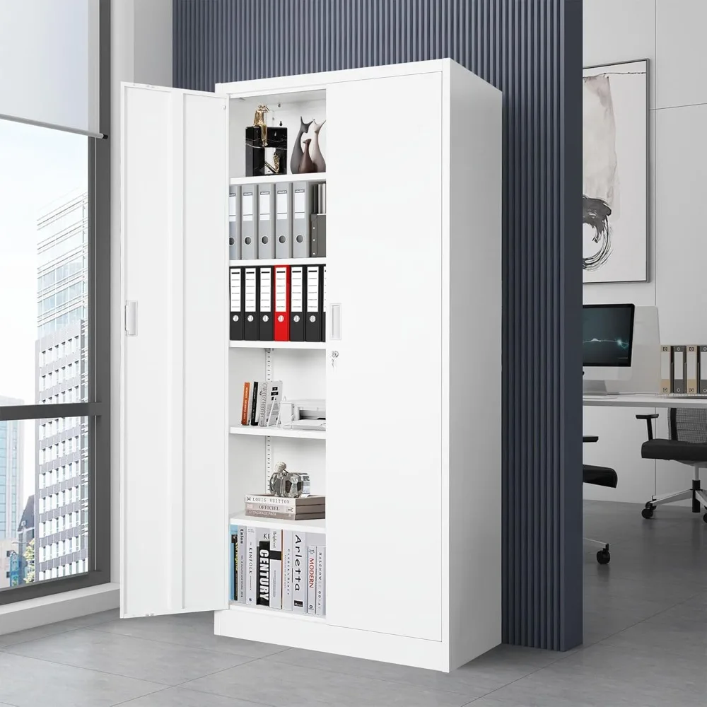 Metal Storage Cabinet W Locking Doors and Shelves,71