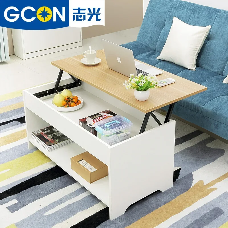 Zhiguang multifunctional lifting and folding tea table for simple storage, small unit living room multifunctional tea table