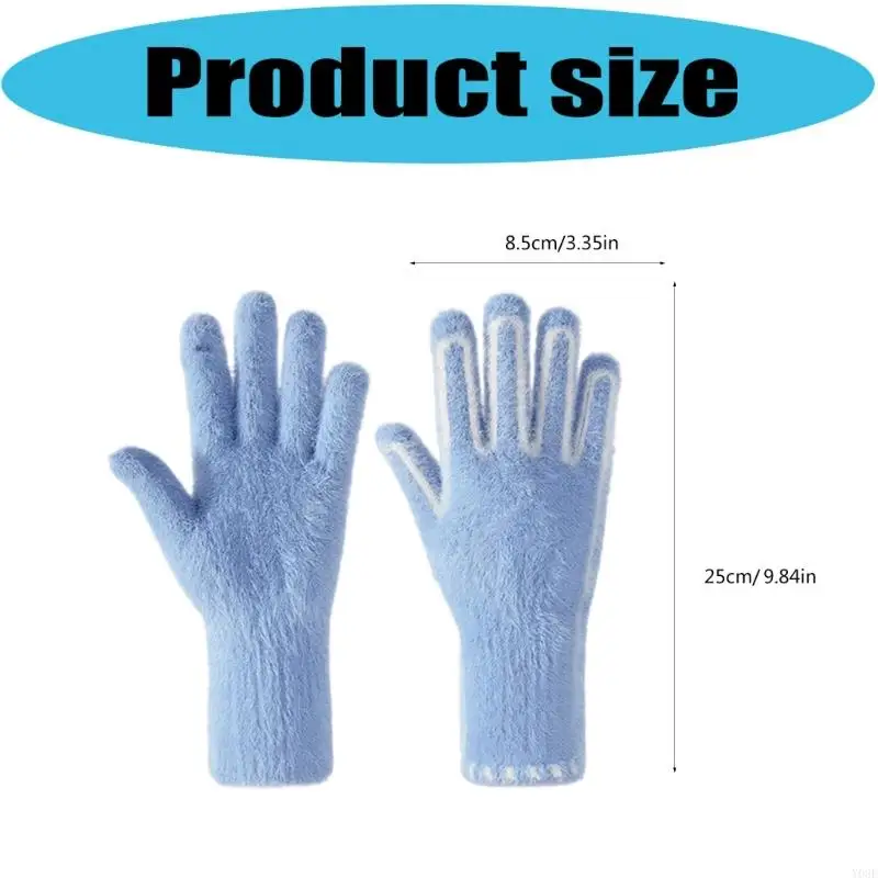 قفازات واقية متعددة الاستخدامات للطقس البارد مع غزل المنك المقلد للرجال والنساء والأطفال الزي اليومي للطلاب Y08E #6