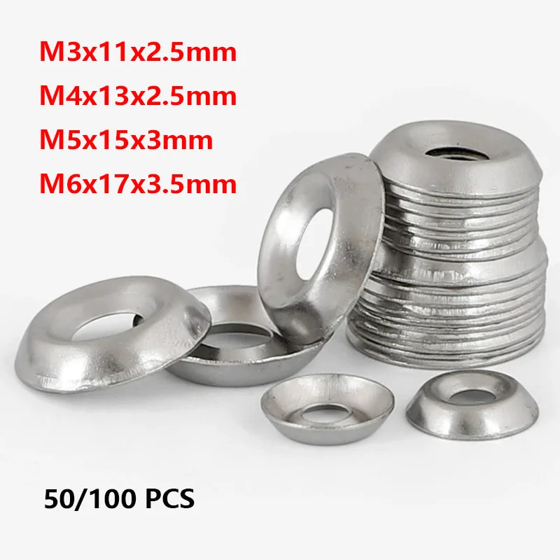 M3 M4 M5 M6 Conical Washer 304 A2 Stainless Steel Metal Countersunk Screw Concave Convex Gasket Hollow Taper Decorative Washers