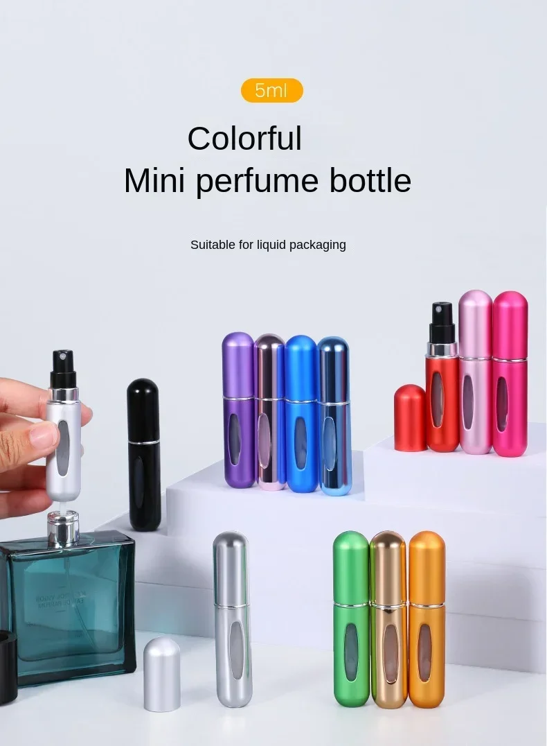 5 ml Parfüm-Nachfüllflasche, tragbar, Mini, nachfüllbar, Sprühglas, Duftpumpe, leere Kosmetikbehälter, Zerstäuber für Reisewerkzeug