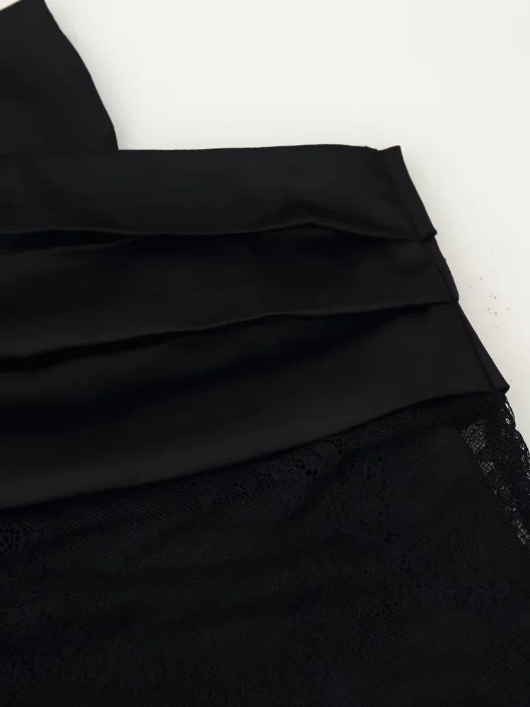 الصيف الدانتيل الديكور المرقعة القوس التنانير الصغيرة النساء الجانب سستة ألف خط نصف تنورة الإناث مثير Y2K ارتداء 2025 جديد