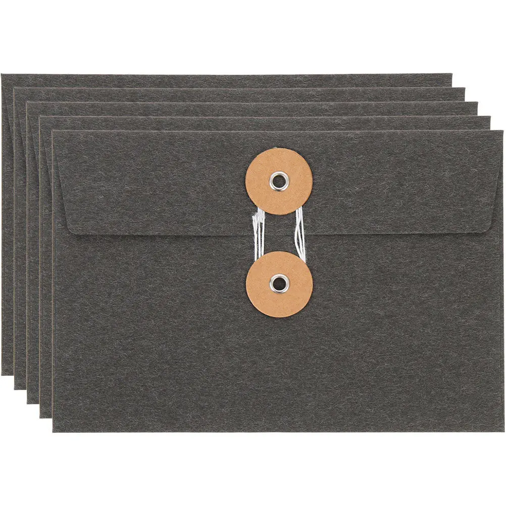 

5Pcs Thickened Kraft Paper String Envelopes Vintage File Bags Convenient Storage for Office School Documents Postcard