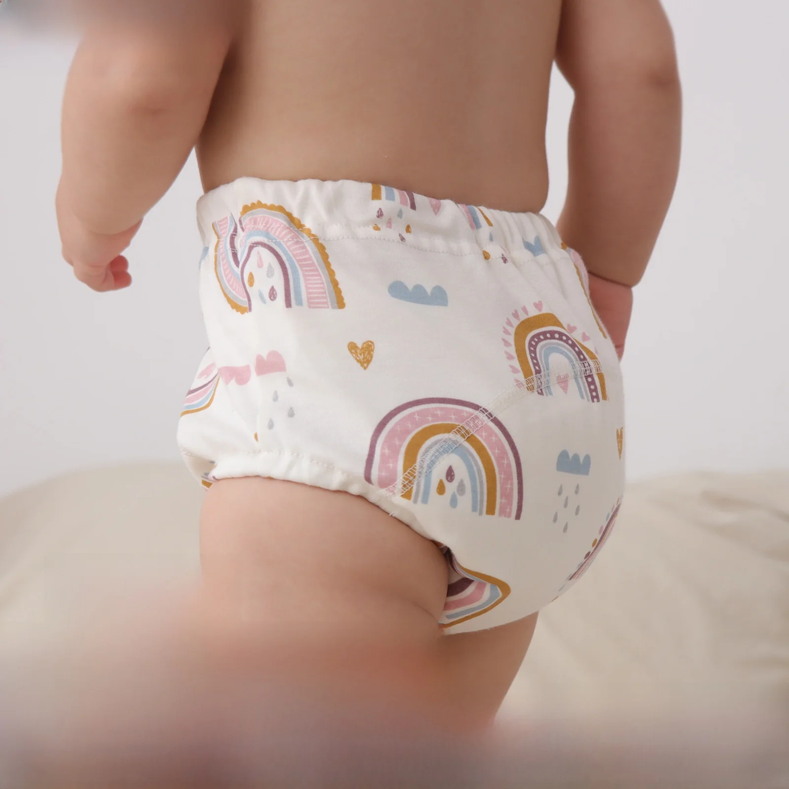 Paquete de 3 pantalones de entrenamiento para bebé de gasa de 6 capas para verano, pantalones de entrenamiento transpirables de algodón puro para bebé, pañal de tela, pantalones a prueba de orina