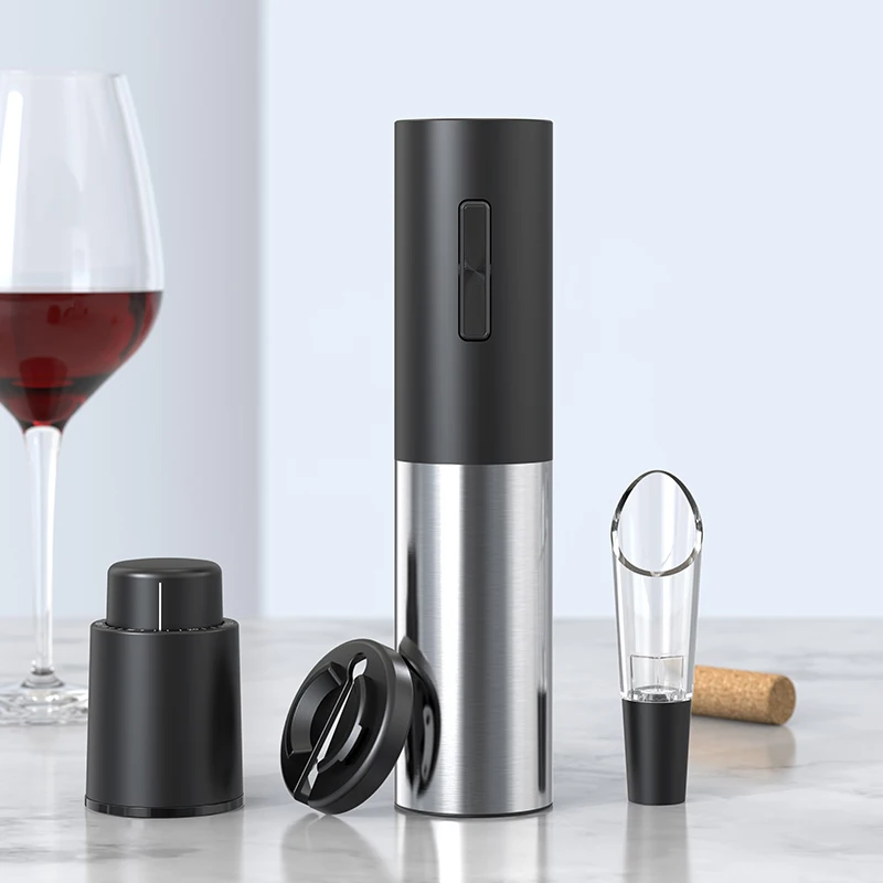 Kit Ouvre-Bouteille Électrique 4 en 1 en Acier Inoxydable, Tire-Bouchon existent, Rechargeable par USB, Trempé, pour la Cuisine et la Maison