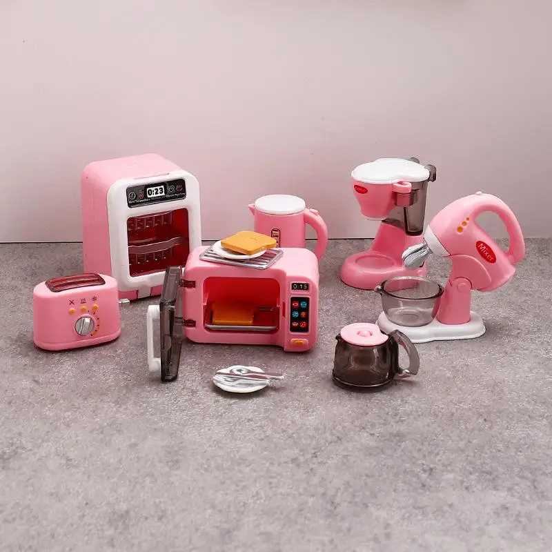 1:12 Scale Miniature Coffee Machine & Egg Whisk Toy for Dollhouse Decor.