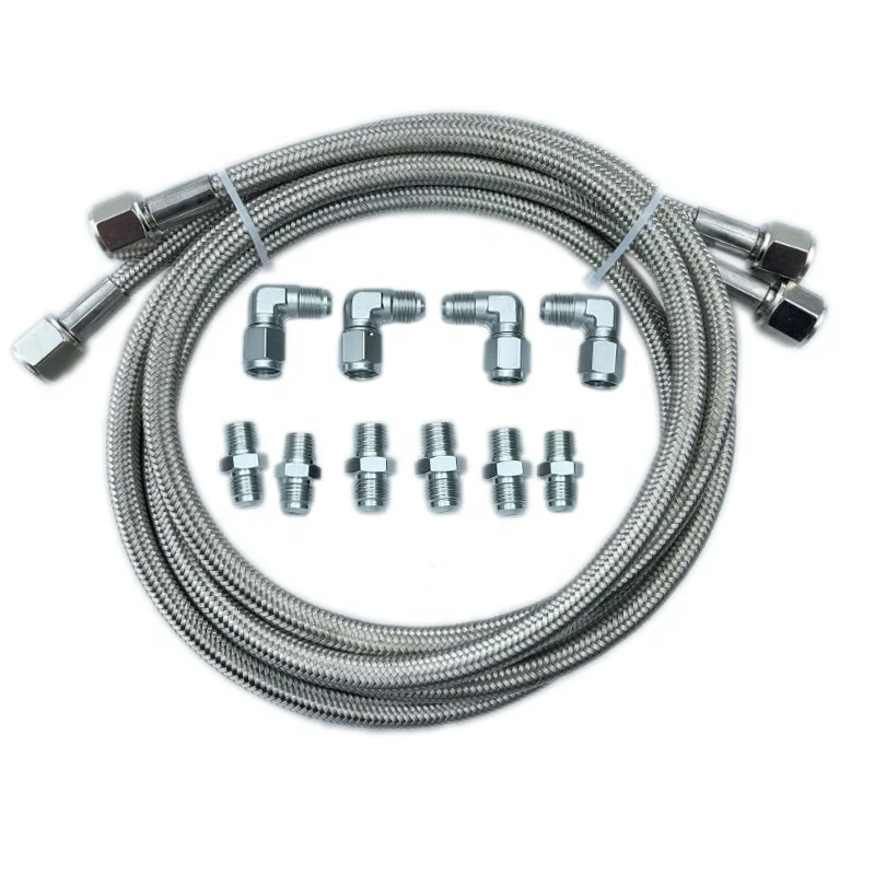 Exclusive 6AN Transmission Cooler Hose fitting with Braided Oil Fuel Lines Stainless Steel lines with Chevy Ford