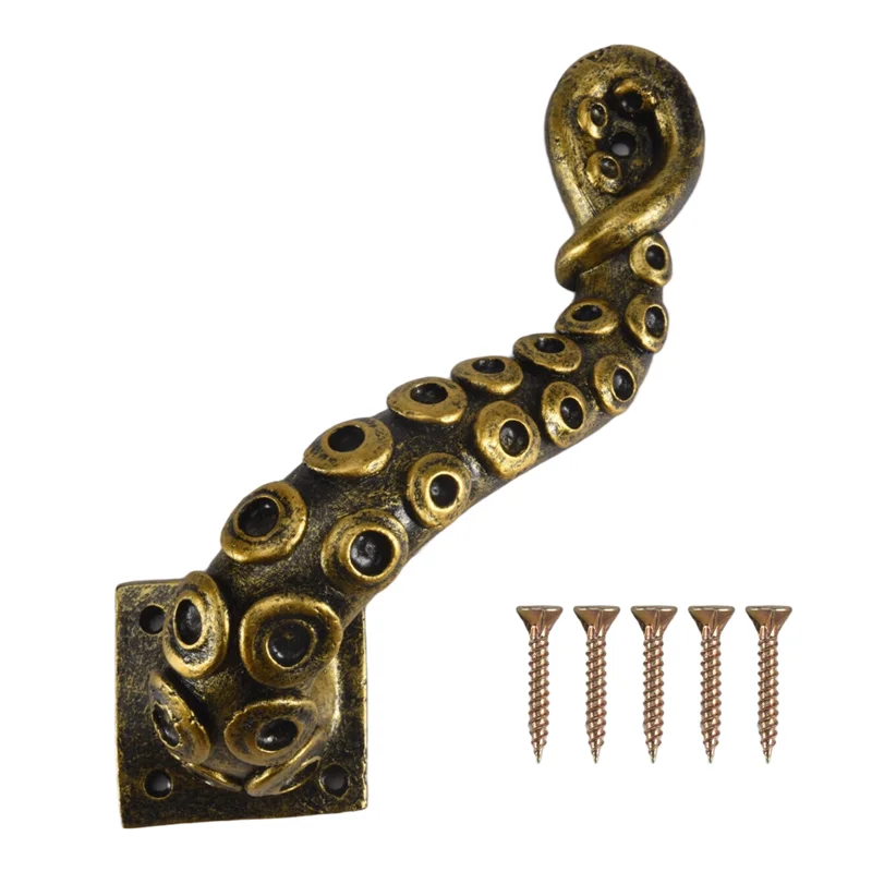 

POPO Handmade Vintage Unique Antique Octopus Door Handle 7 Inches Home Decor Fancy Drawer Shelf Cabinet Pulls