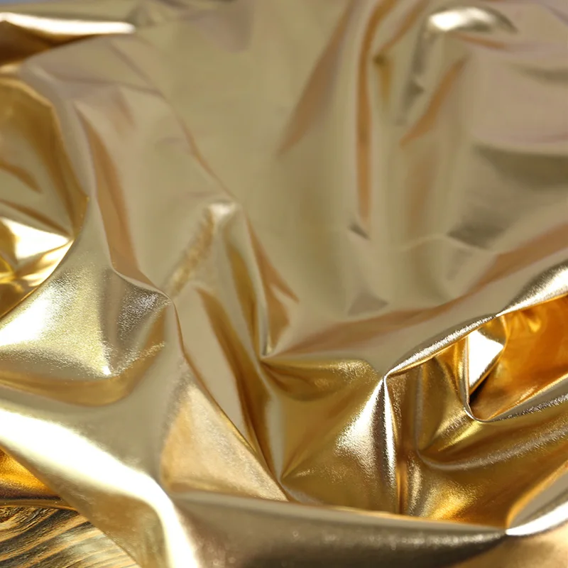 Gold Shiny Color Four-sided Stretch Full Version Fabric for Wedding Dress Decoration Stage Performance Costume Fabri