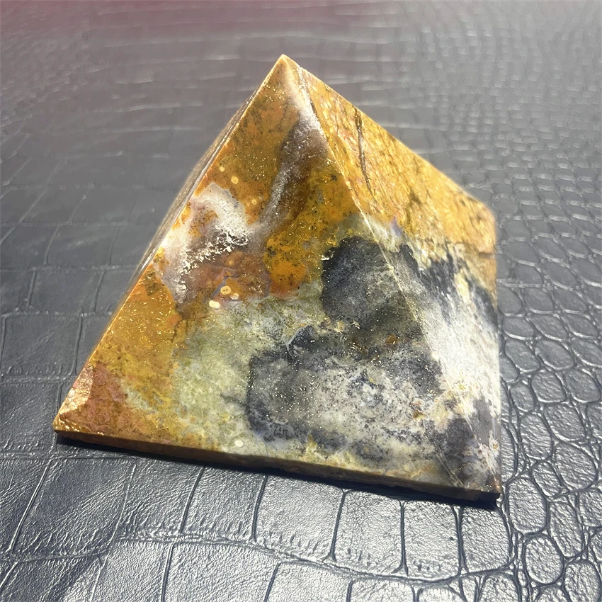 625g Natural Marine Gem stone Pyramid Orgonite Marine Jasper Pyramid Voodoo altar Crystal With Stone Healing