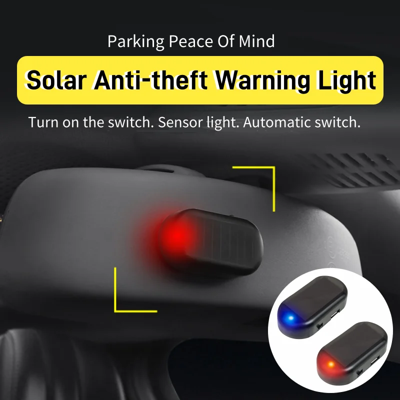 1/2pcs Car Fake Security Light Solar Powered Simulated Dummy Alarm Wireless Warning Anti-Theft Caution Lamp LED Flashing Lights