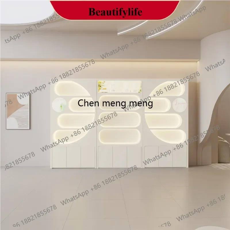 YL17  Nordic Cream Style Cosmetics Display Cabinets Modern Beauty Salon Skin Care Products Rack Shelf Art Storage Rack Furniture
