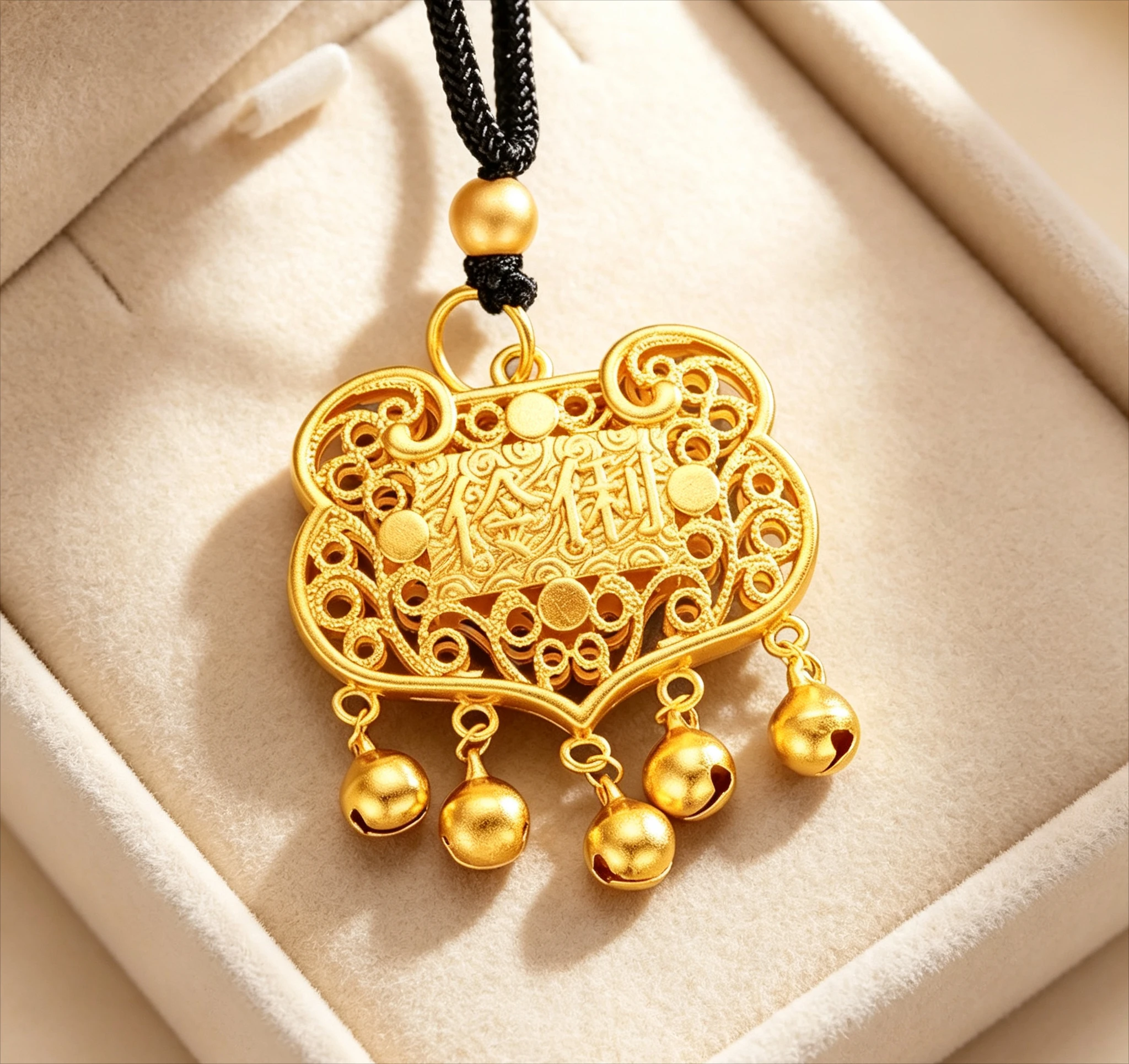 pendant 9999 24K 3D hard gold baby lock necklace childrens lucky real gold small lock bag   Giving gifts for friends