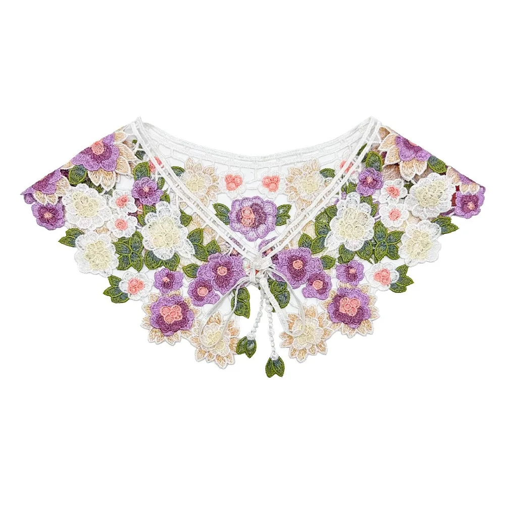 

Fashion Embroidery Women's Lace Collar Fake Collar Collar Insignia Detachable Shirt Lace Up Shawl Bow Neck