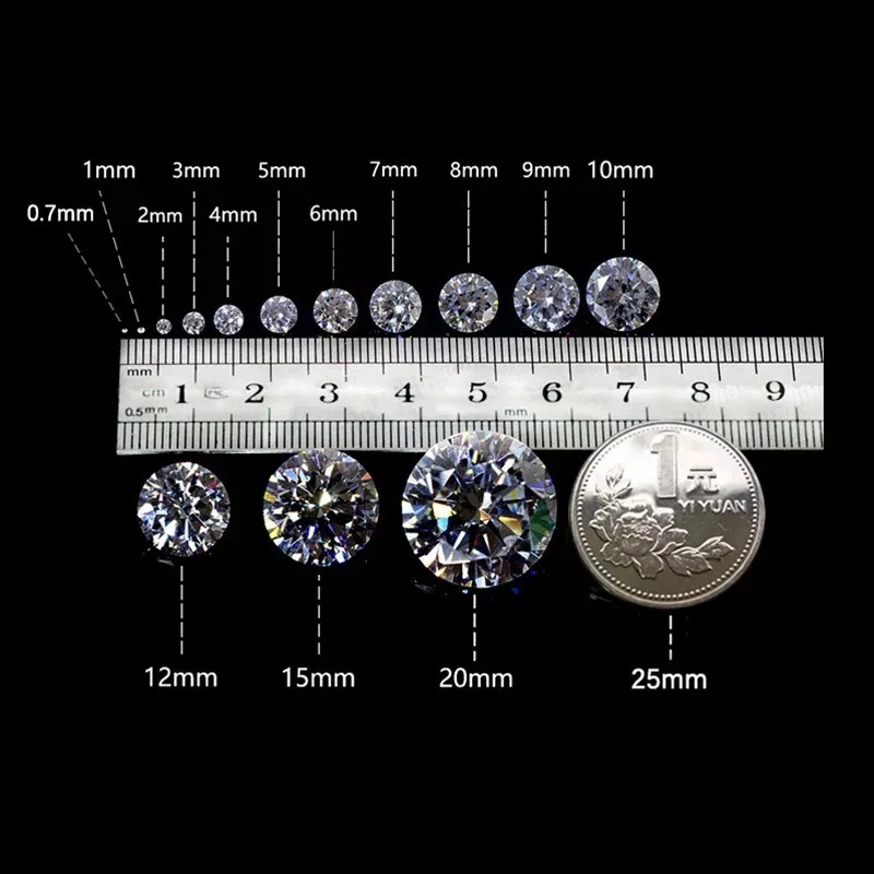 Moissanite Loose Wholesale 1.0CT Small Size 0.7mm~3.0mm D Color VVS1 Gemstone Lab Grown Moissanite Diamonds