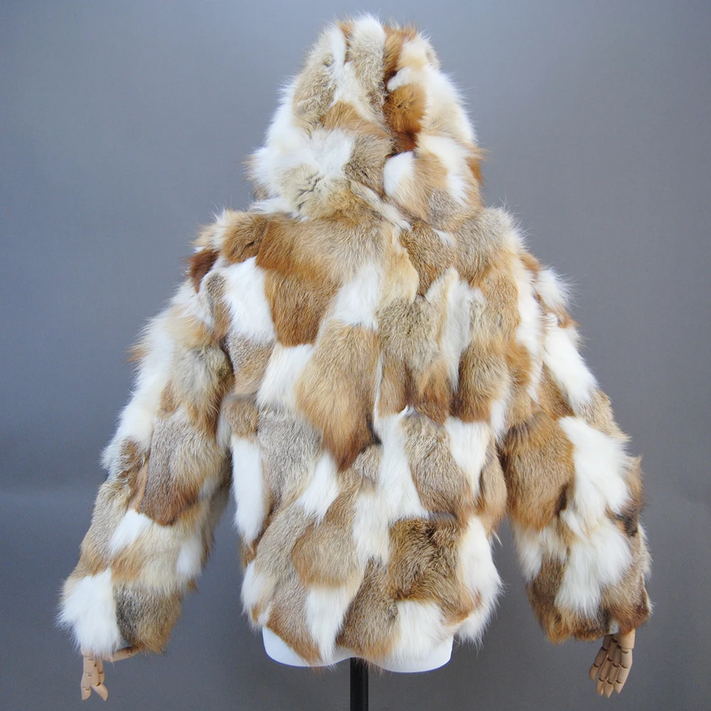 معطف فرو الثعلب الطبيعي على الموضة بأكمام من فرو الثعلب الحقيقي معطف فرو الراكون الطبيعي للشتاء للنساء عالي الجودة من فرو الثعلب الفضي