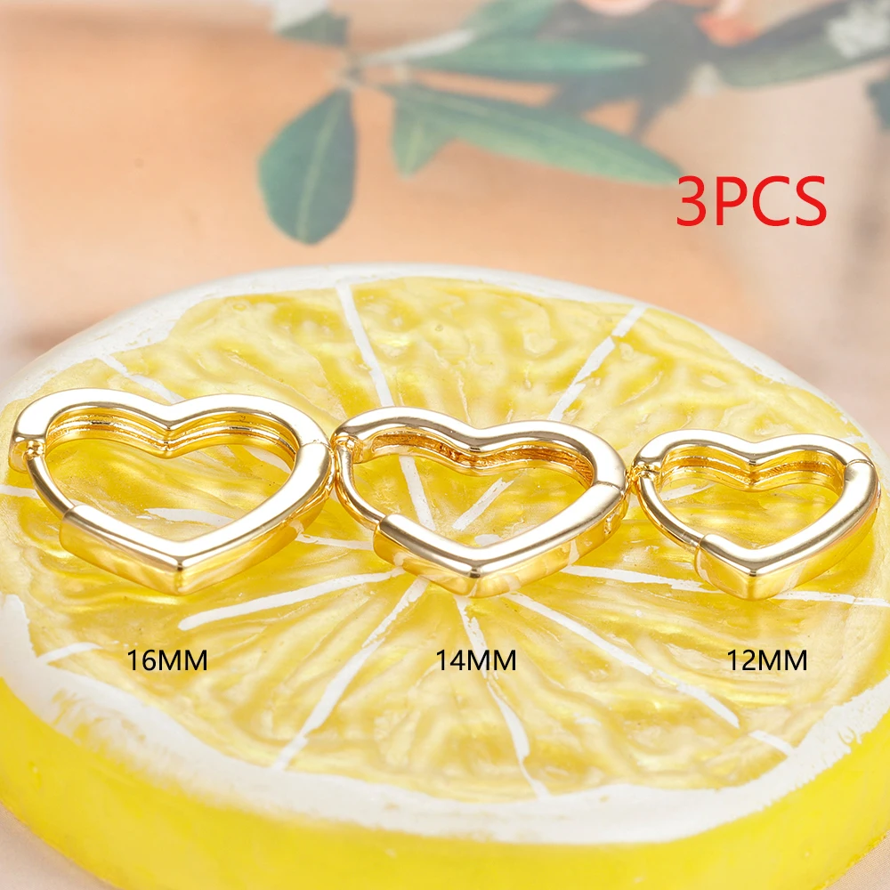 3PCS/Set Fashion Hollow Heart-shaped Piercing Earrings For Women Simple Stainless Steel Huggie Hoop Earrings Minimalism Jewelry