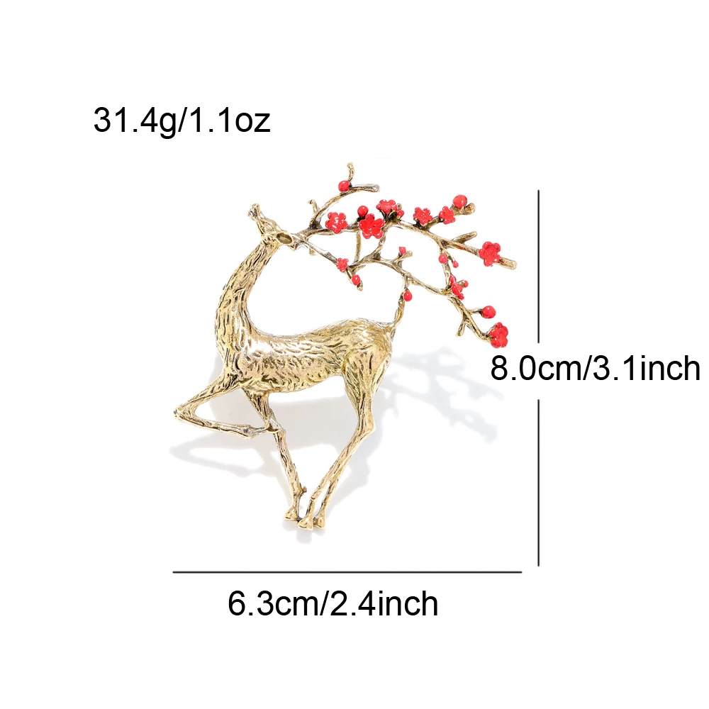 CINDY XIANG Enamel Flower And Deer Christmas Brooch Fashion Animal Pin