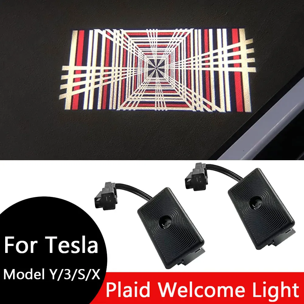 Para tesla modelo 3 highland led logotipo projetor poça luzes ultra-brilhante luz de boas-vindas 3d laser fantasma sombra luz modelo y 2025