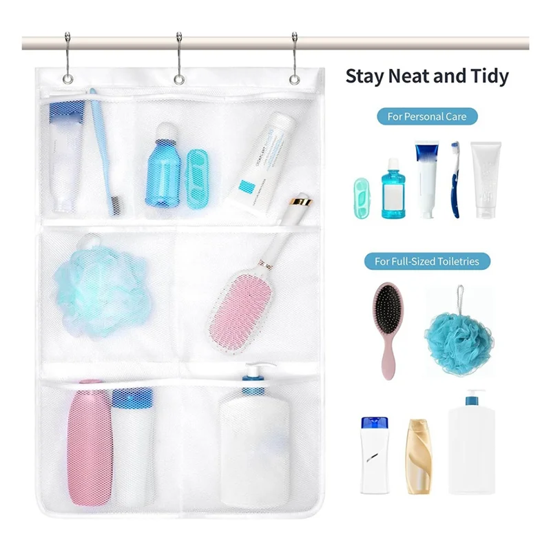 ABJY-حقيبة دش شبكية معلقة، منظم دش سريع الجفاف، 7 جيوب حقيبة تنظيم الحمام لسفينة الرحلات البحرية 2 حزمة