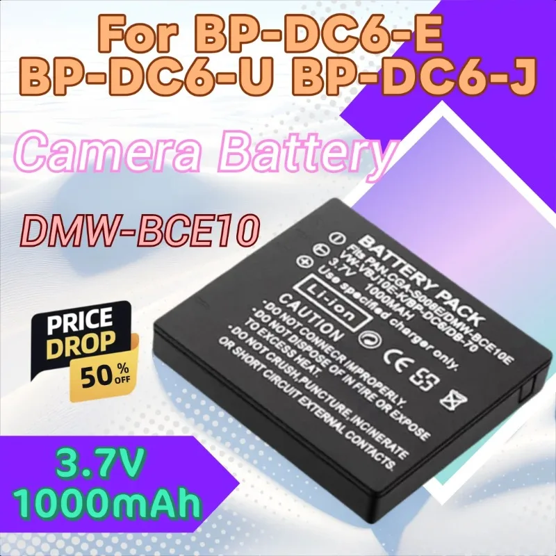 

New High Quality 3.7V 1000mAh Camera Battery DMW-BCE10 For BP-DC6-E BP-DC6-U BP-DC6-J Panasonic CGA-S008 A/ E/1B DMW-BCE10E