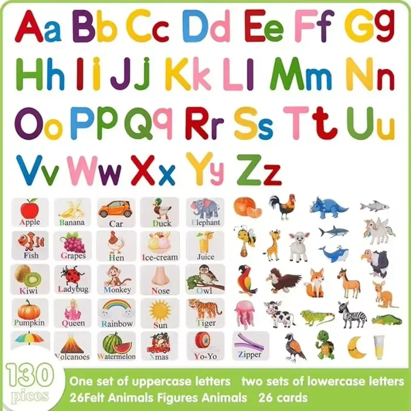 Toddlers ABC Learning Toys--Felt Flannel-Board with for 130 Pcs Alphabet Letters