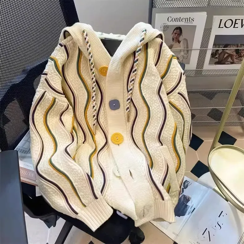 

Мужская толстовка Slim Fit в полоску с капюшоном, осенне-зимняя, больших размеров, 300 Pou, модная спортивная одежда в университетском стиле