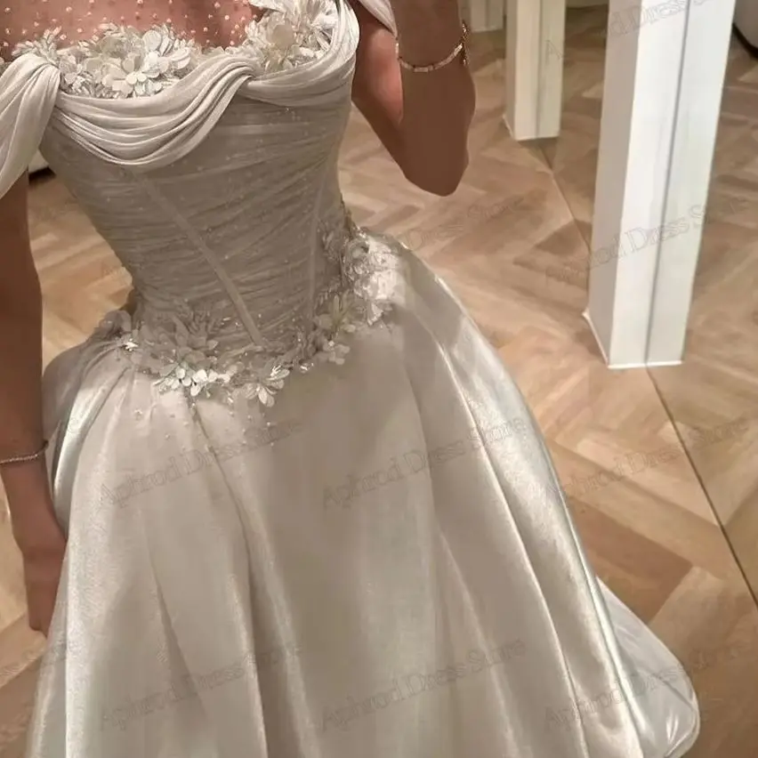 Exquisite Wedding Dresses A Line Satin Bridal Gowns Beading Appliques Princess Robes Vintage Vestidos De Novia Customized 2025
