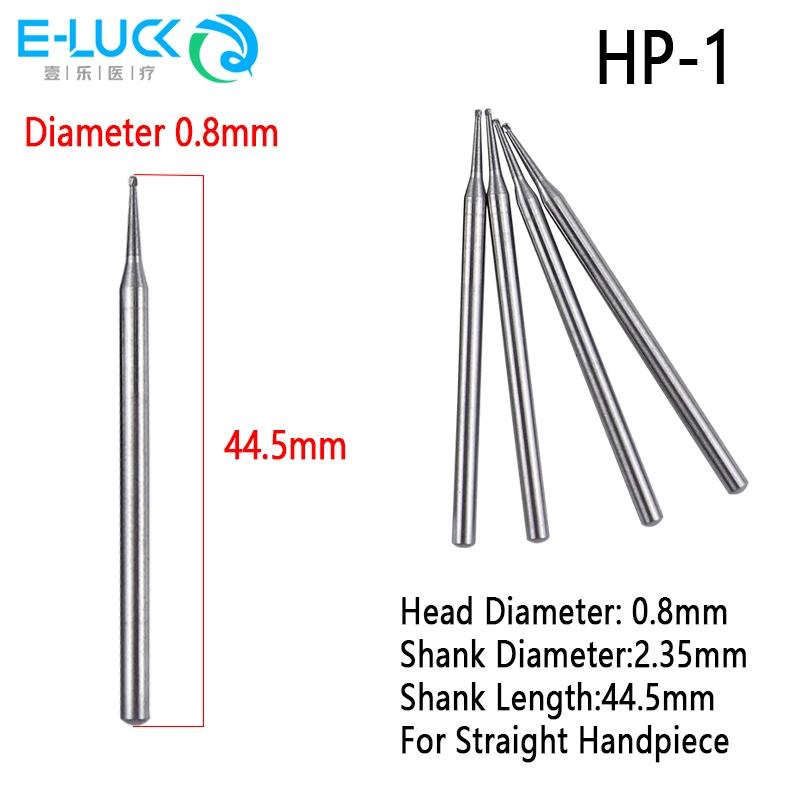 5pcs Dental Carbide Round Burs Polisher Trimming Dental Lab Polishing Tool For Straight Connector Handpiece