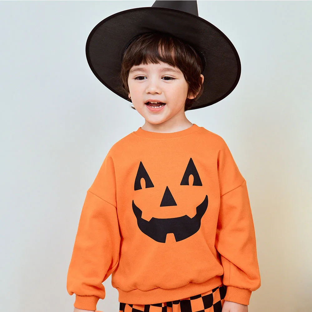 Jungen Mädchen Halloween Kürbis-Outfit Feiertagsparty Kinder Langarm Weiches Bequemes Set Atmungsaktives Kinder-Freizeit-Outfit Niedliches Zweiteiler-Set für Babys – Detail 6