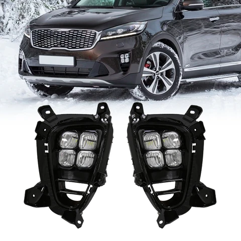 Светодиодный ные противотуманные светильник для KIA Sorento prime 2018 2019 2020 DRL дневные ходовые огни Автомобильные фасветильник s светодиодный