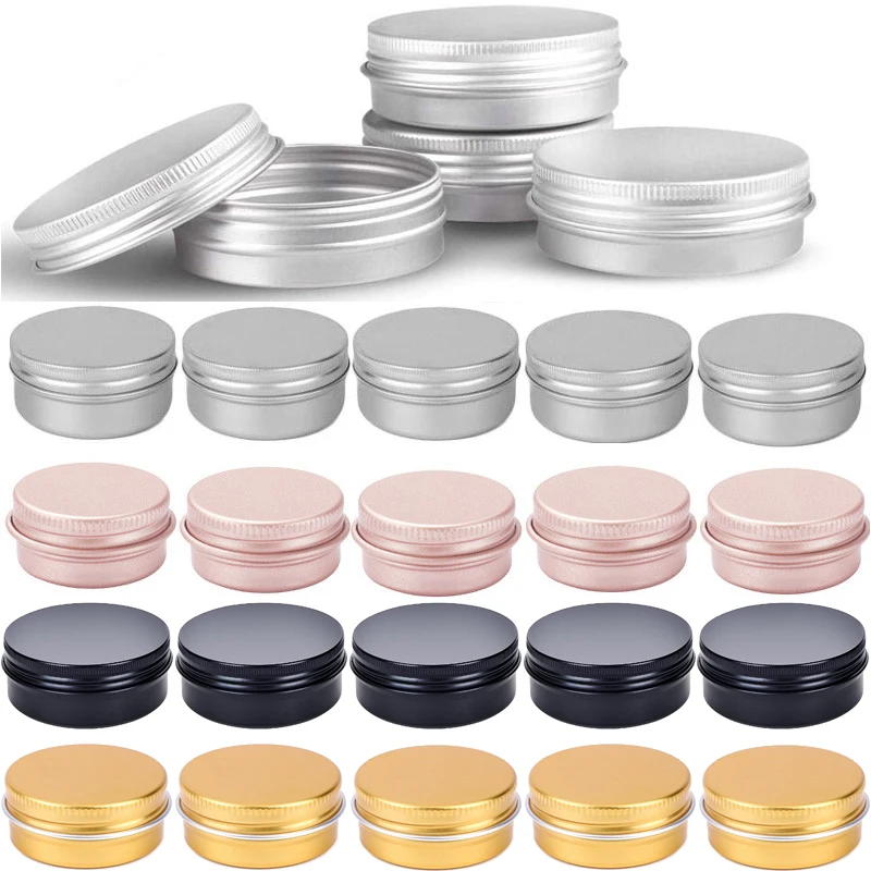 5/10/15/20/30/50/60g Rose Gold Round Empty Aluminum Box Lids Silver Tin Cans Round Metal Box Empty Cream Jar Cosmetic Containers