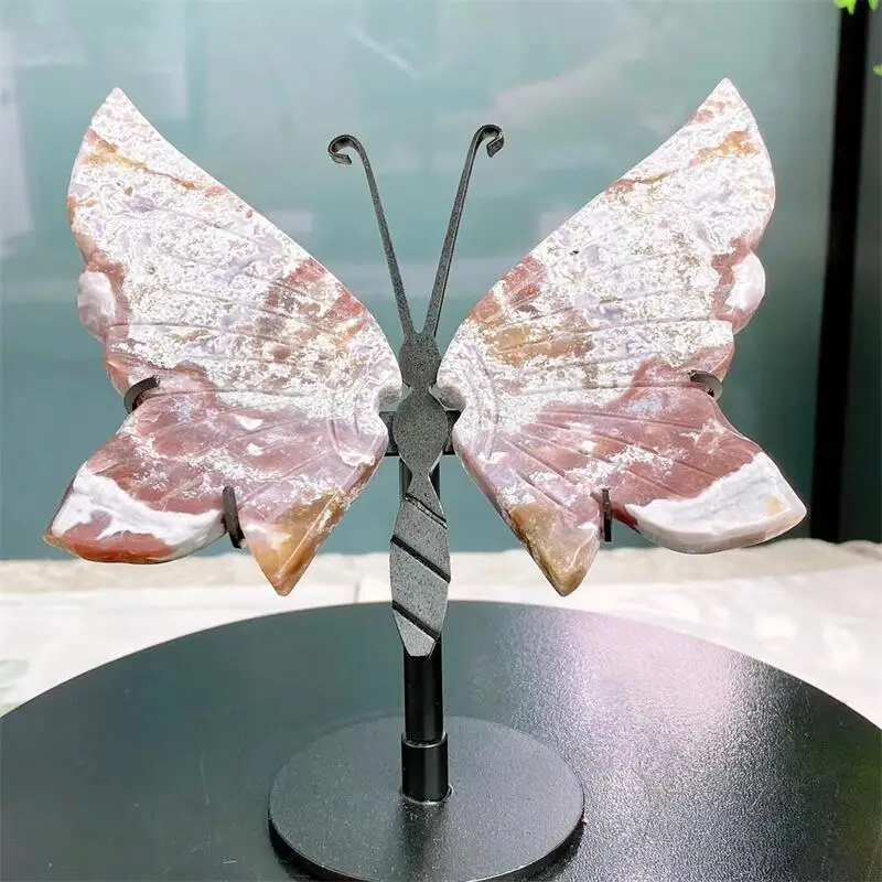 

Natural Ocean Jasper Butterfly Wings Crystal Quartz Carving Healing Energy Stone Christmas Home Decoration Birthday Gift 1pair