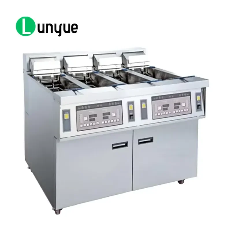 52L Electric Deep Fryer 4 Cylinder 4 Basket Open Commercial Kitchen Equipment Built in Filter System High Efficiency Catering