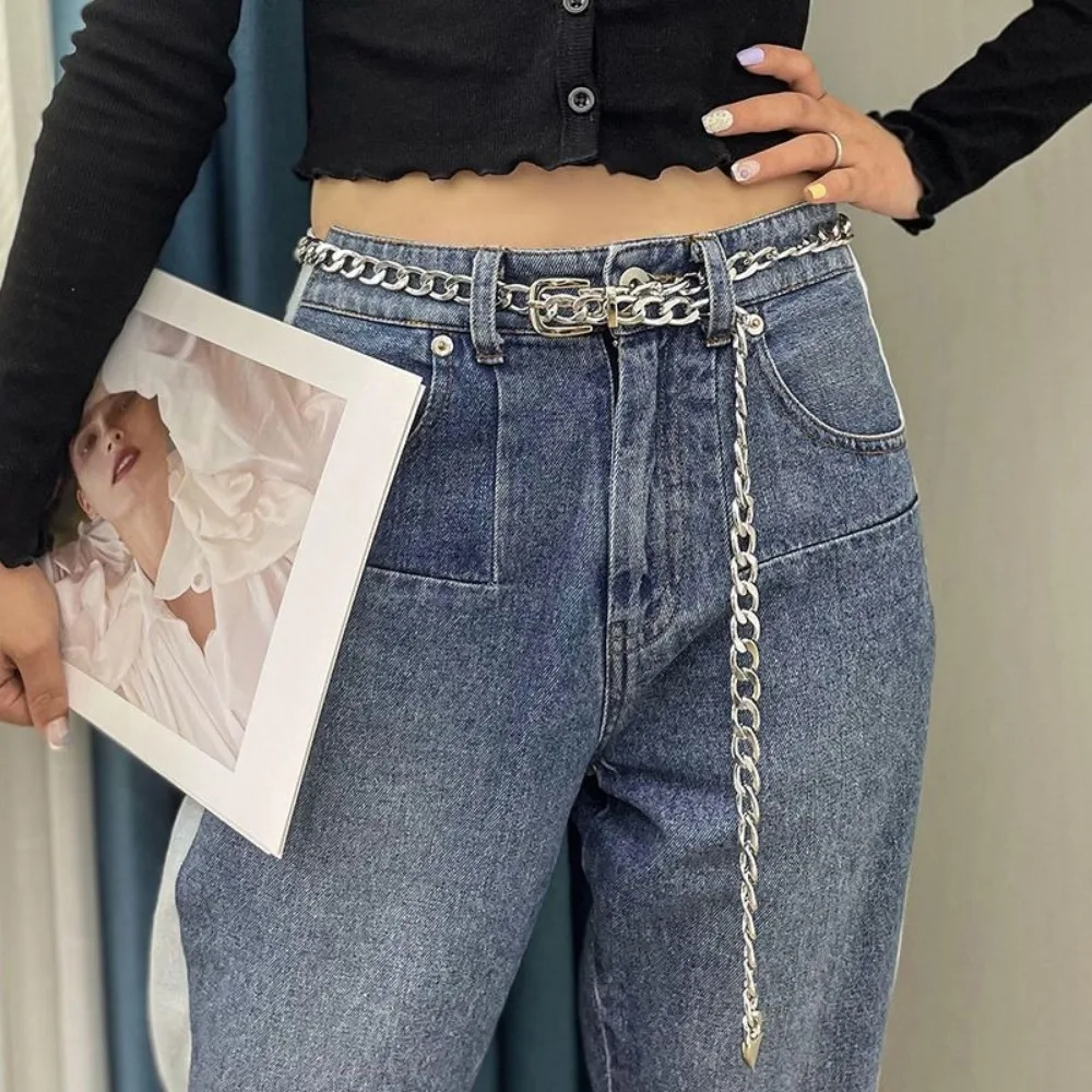 Proste metalowe paski łańcuszkowe z długimi frędzlami, paski do sukienek, gorsetowe paski do sukienek, paski do jeansów.